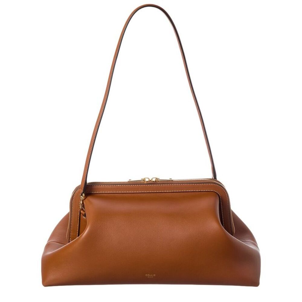 Celine Leather Clutch, Brown